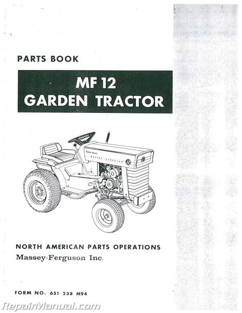 Massey Ferguson MF12 Garden Tractor with Equipment Parts Manual