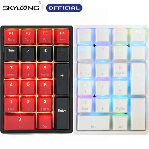 SKYLOONG ชด GK21S USB PBT บลทธตวเลขแปนพมพกลกล Gateron สขาวใสตว