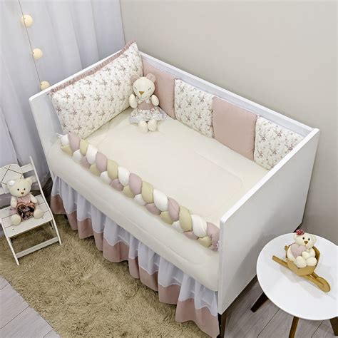 Kit Berço 12 Peças Linha Encanto Lilica Rosa Velho Ninho Baby Enxovais