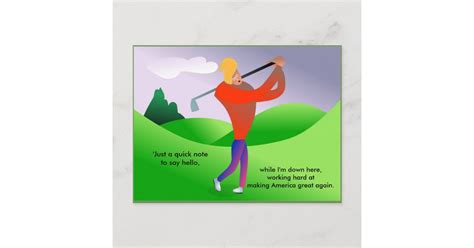 Funny Trump Playing Golf Political Postcard | Zazzle