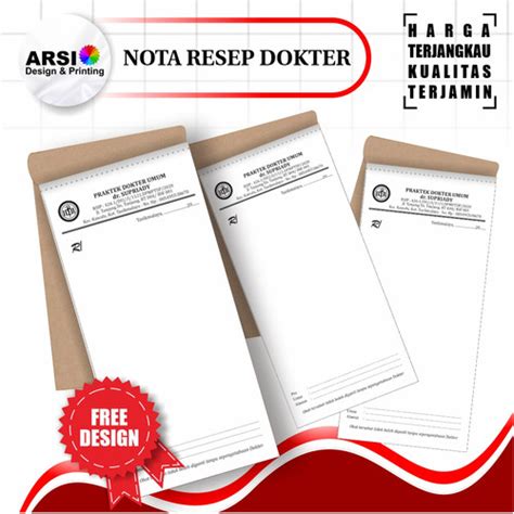 Jual Cetak Nota Resep Dokter Ukuran 10 X 20 Cm 1 Ply Berwarna Tanpa