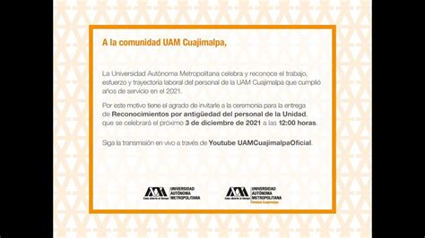 Reconocimiento Por Antig Edad Del Personal De La Unidad Cuajimalpa