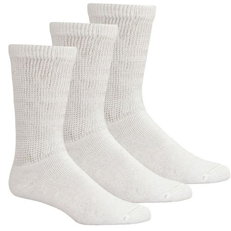 Men Women Diabetic Crew Socks White Pack Of 6 Pairsbreathable Cottonloose Fitting Design