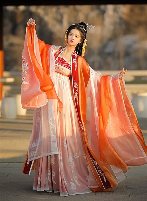 Chinese Traditional Costume Female Red Ancient Hanfu Dress Tang Dynasty Clothing Pieces