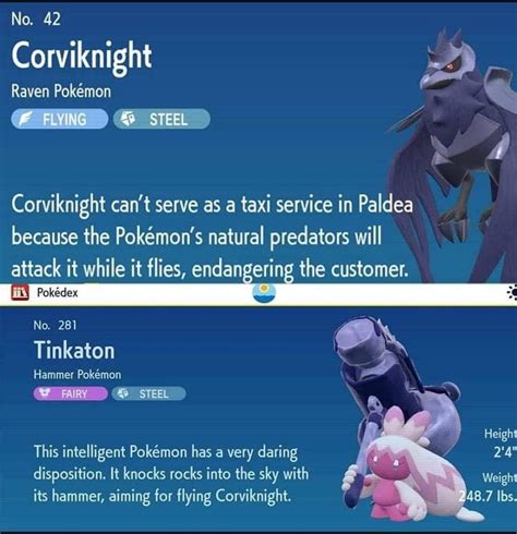 Poor Corvinknight Is Out Of A Job I Love The Pokedex Entries