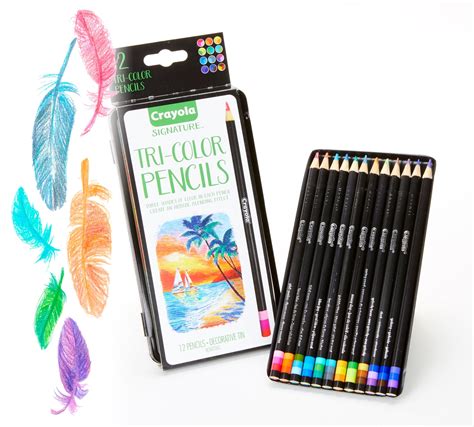 Crayola Signature Tri-Color Pencils, 12 Count 3 Colors in Each Pencil, Premuim Art Tools ...