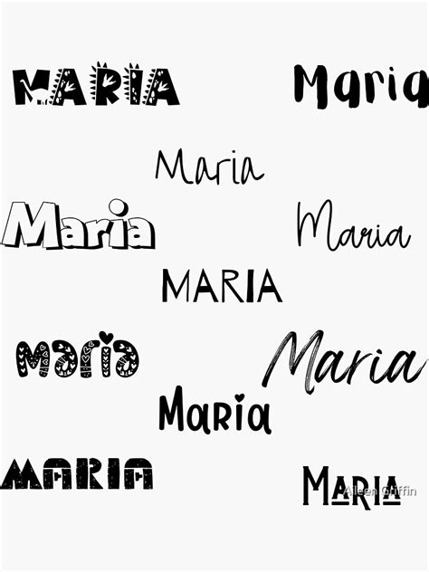 Maria In 10 Different Fonts Sticker For Sale By Magleen Redbubble