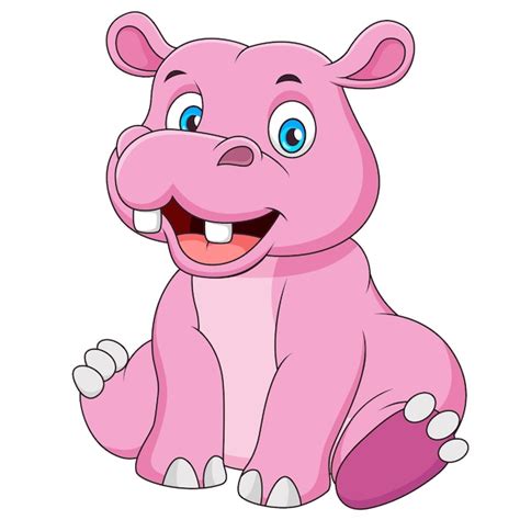 Illustration De Dessin Animé Mignon Hippopotame Assis Vecteur Premium