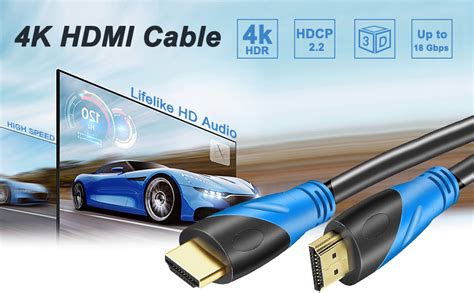 Rommisie 4k Hdmi Cable 50 Ft Hdmi 2018gbps Ultra High Speed Gold Plated Connectors Ethernet