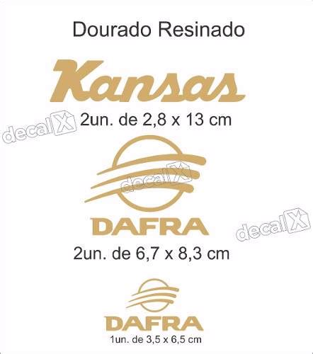 Kit Emblema Adesivo Resinado Dafra Kansas Custon Dourado Adesivos