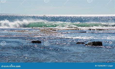 Oceanu Indyjskiego Pęcznienie Przy Błękitną Dziury Plażą Zdjęcie Stock