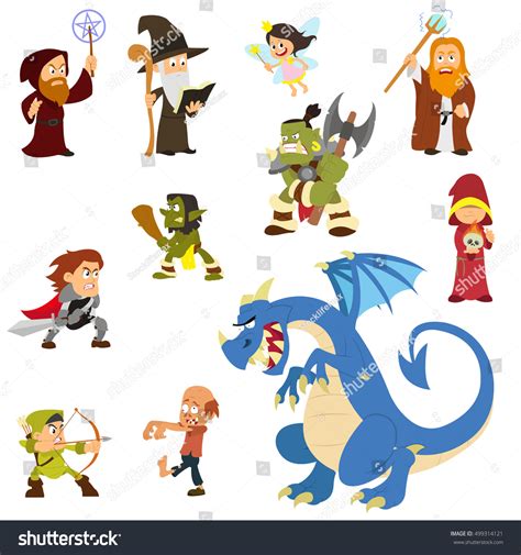 Fairy Tale Characters Fantasy Heroes Villains Stock Vector 499314121 ...