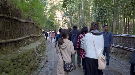 2019-11-23 Kyoto, Japan. Tourists at the Arashiyama Bamboo Grove, which