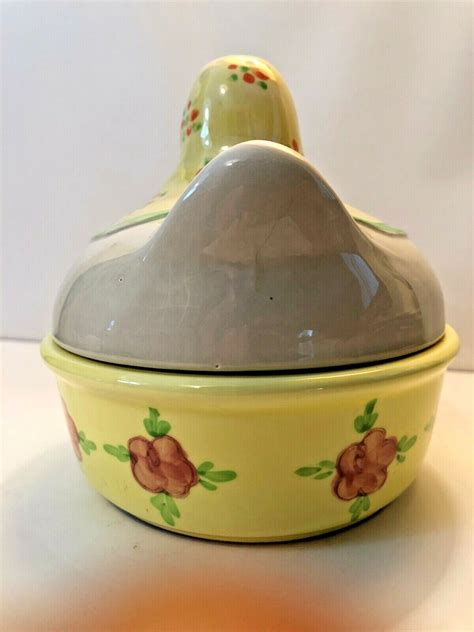 Vintage Fitz And Floyd Duck With Bandana Covered Dish Bowl Floral