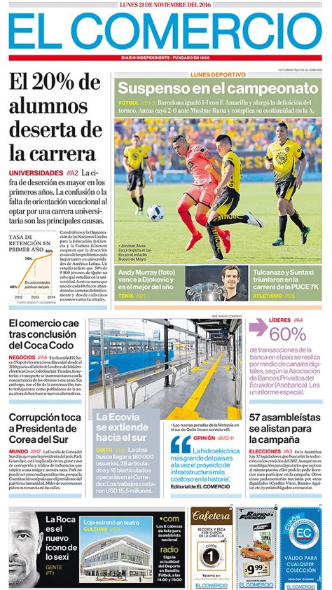 El Comercio Ecuador Lunes 21 De Noviembre De 2016 Infobae