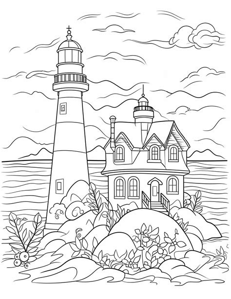 Welcome To Our Collection Of Printable Lighthouse Scene Coloring