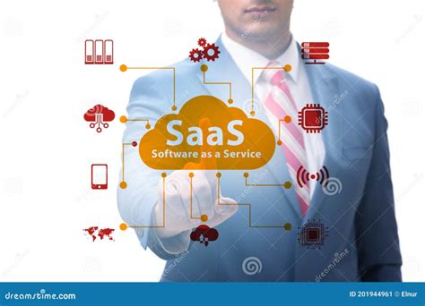 El Software Como Concepto De Saas Del Servicio Con El Hombre De