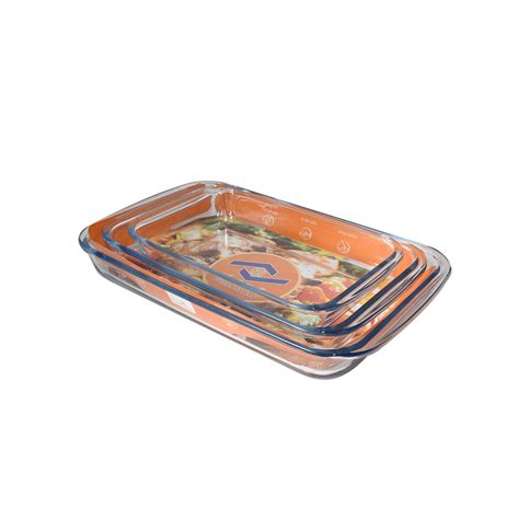 3 Piece Rectangular Glass Oven Tray Set Phw46107