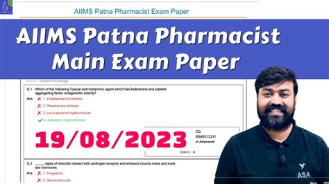 AIIMS Patna Pharmacist Question Paper AIIMS Patna Pharmacist Main