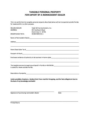 Fillable Online Tangible Personal Property Export Fax Email Print