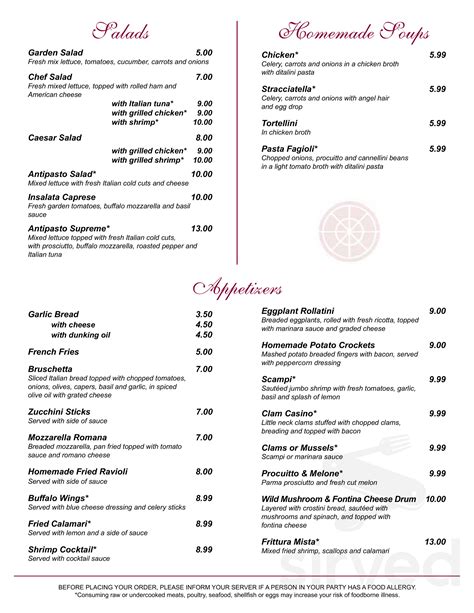 Massimo's Ristorante menu in Wakefield, Massachusetts, USA