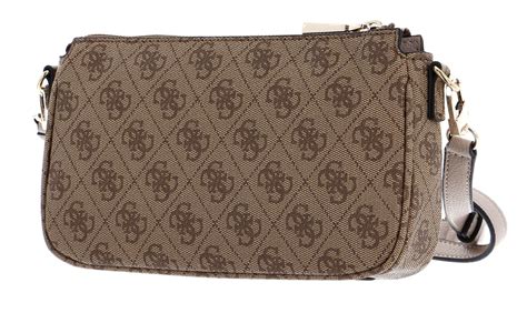 GUESS Umhängetasche Noelle Double Pouch Crossbody Latte Logo modeherz