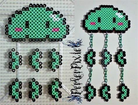 Kawaii Green Jellyfish By PerlerPixie On DeviantArt Perler Bead