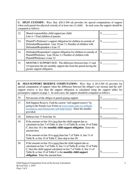 Child Support Calculation Worksheet Indiana