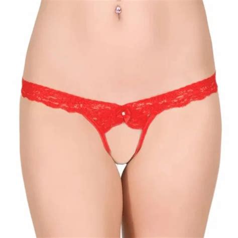 Generic Women S Nylon Spandex Red Floral Crotchless Lingerie G String