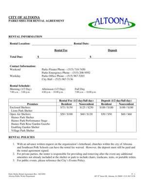 Fillable Online Shelter Rental Agreement 2010doc Fax Email Print