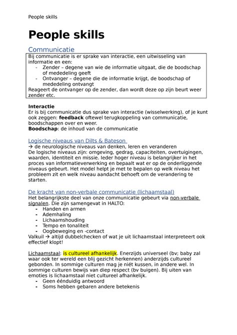 People Skills SV Een Samenvatting Voor Het Examen Thomas More