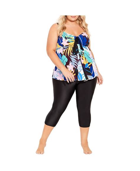 Avenue Plus Size Fly Away Print Tankini Top Macys