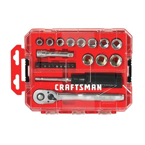 CRAFTSMAN 24-Piece Metric 3/8-in Drive 6-point Shallow Socket Set at ...