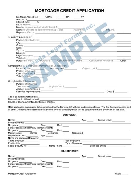 MORTGAGE CREDIT APPLICATION | Nevada Legal Forms & Services