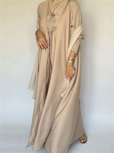 Daily Abaya Set Daily Cream Weight Flowy Abaya And Fitted Under Abaya