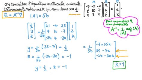 Vidéo Question Déterminer Une Inconnue Dans Un Système De Trois