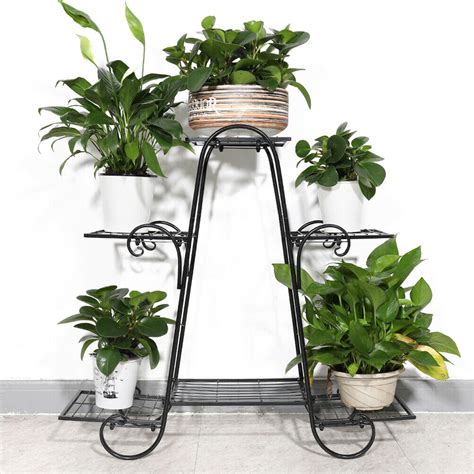 6 Tier Steel Indoor Outdoor Plant Stand Metal Flower Pot Holder Shelf 15 X28x30 Ebay