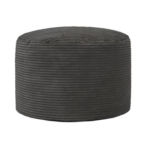 Pouf Repose Pied Icon Rond Velours C Tel Gris Anthracite Salon