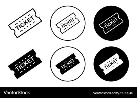 Ticket icon collection of outline thin line Vector Image