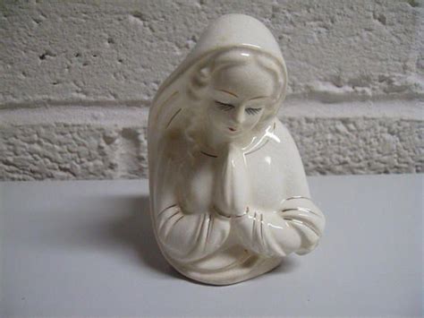 Vintage Virgin Mary Praying Holy Mother Ceramic Planter Mid Century