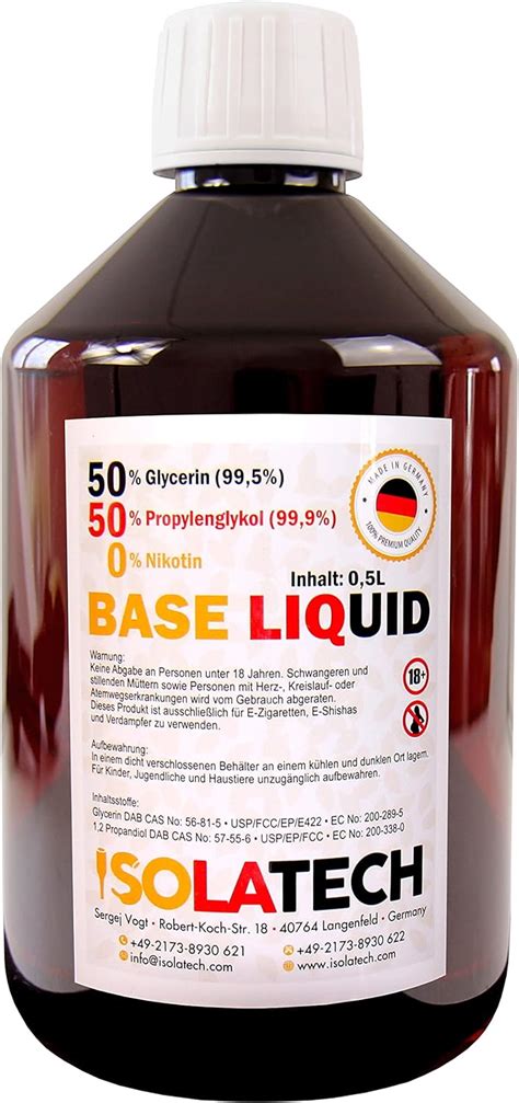 500ml 50 50 Base Liquid für Vape E Zigarette E Shisha Verdampfer und