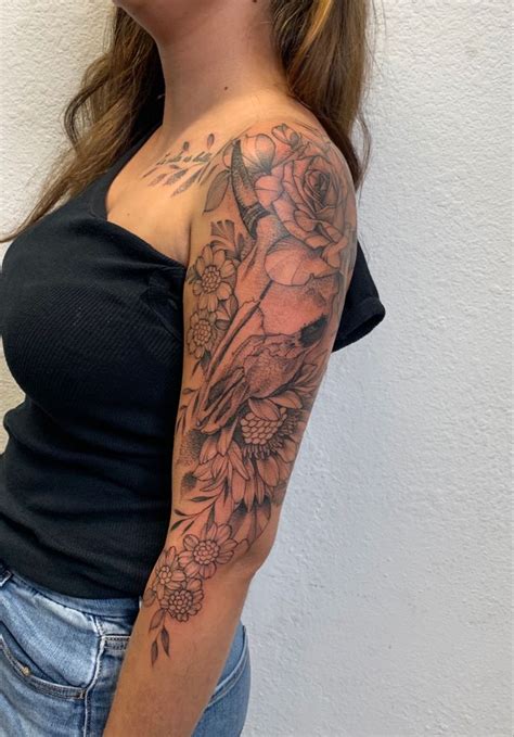 Bull Skull Tattoo In 2024 Western Tattoos Sleeve Tattoos For Women