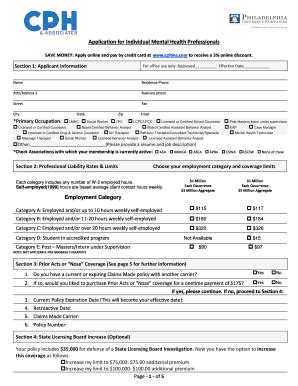 Fillable Online Printable Application Cph Associates Fax Email