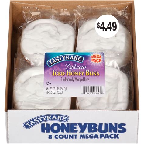 Tastykake Fresh Bakery Iced Honey Buns Mega Pack 8 2 75 Oz