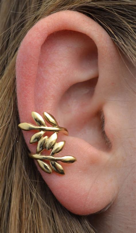 Greek Leaves Ear Wrap Ear Cuff Gold Ear Wrap Silver Etsy Gold Ear