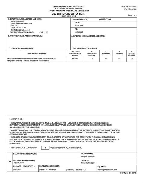 Sample Nafta Certificate Of Origin Throughout Fantastic Nafta