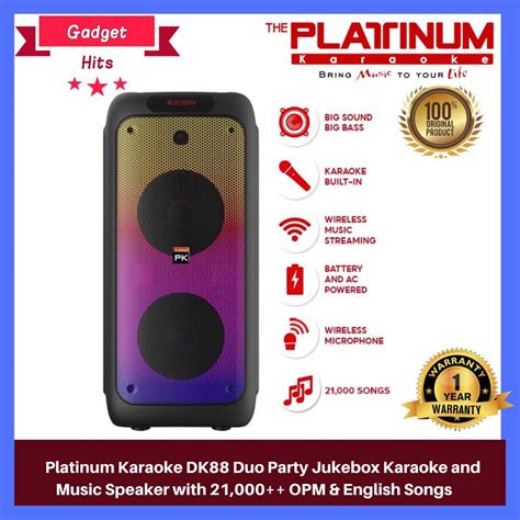 Platinum Karaoke Dk Duo Party Jukebox Karaoke And Music Speaker With