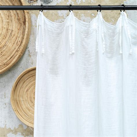 White Cotton Gauze Curtain With Knobs 140X270 CM