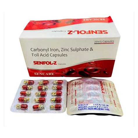 Carbonyl Iron Zinc Sulphate And Folic Acid Capsules At Rs Box