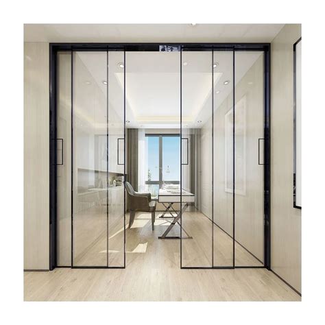 Prima Modern Aluminum Slim Frame Tempered Glass Partition Slide Systems